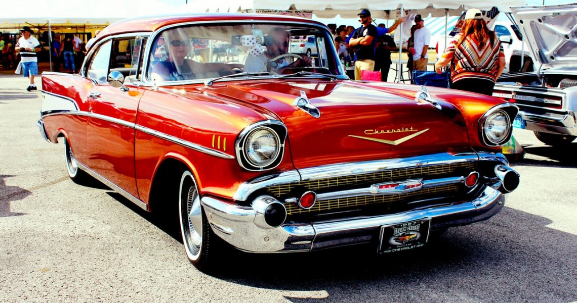 Beautiful cars are displayed on street